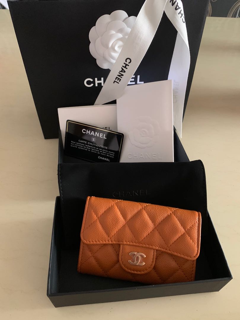 Chanel Classic Flap Caviar Leather Card Holder Brown