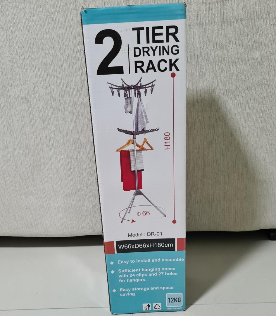 Two Tier Storage Drying Rack 2 Tier Clothes Drying Rack, Furniture & Home Living, Home Improvement ...