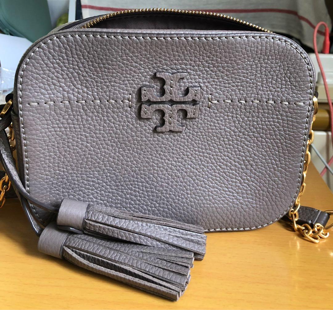 Tory burch mcgraw top camera bag silver maple