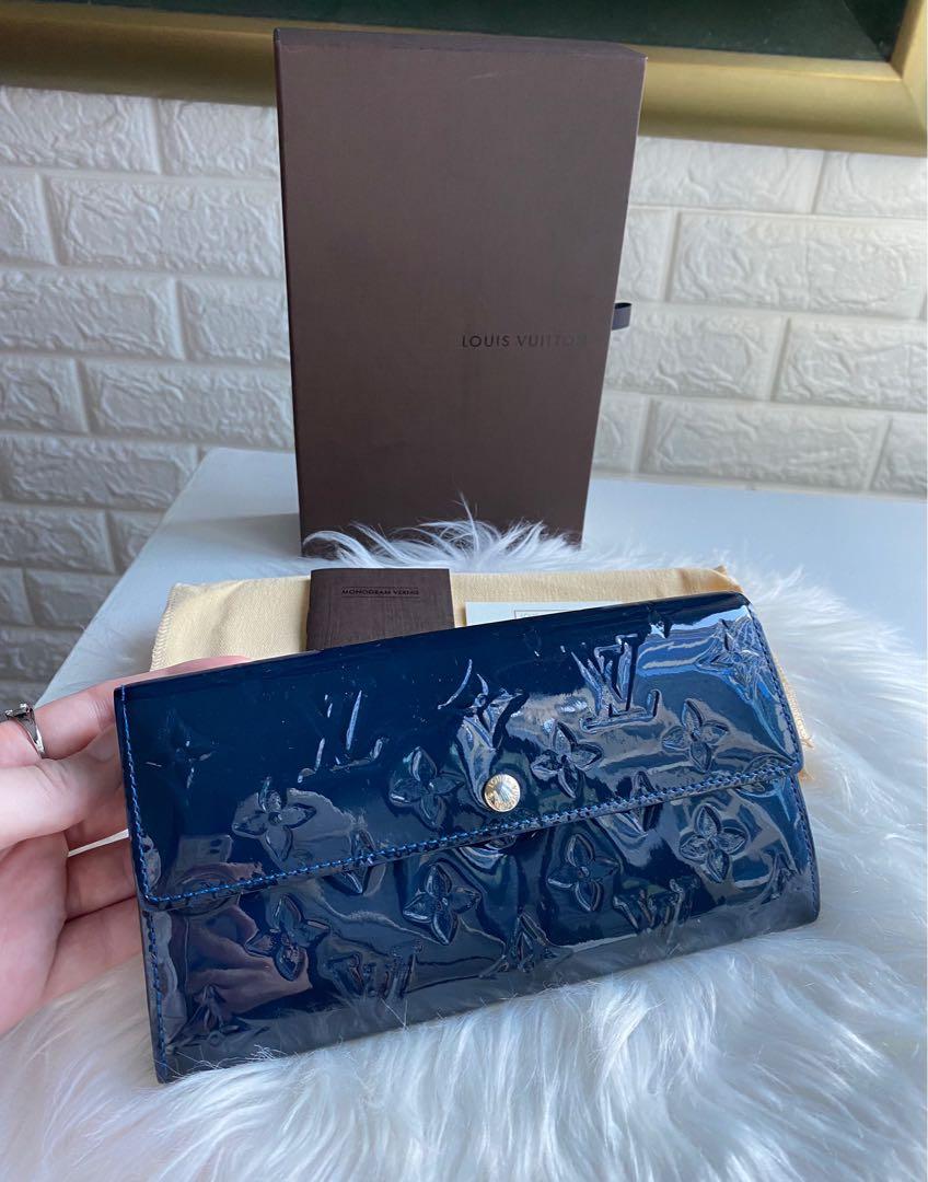 louis vuitton blue patent leather purse
