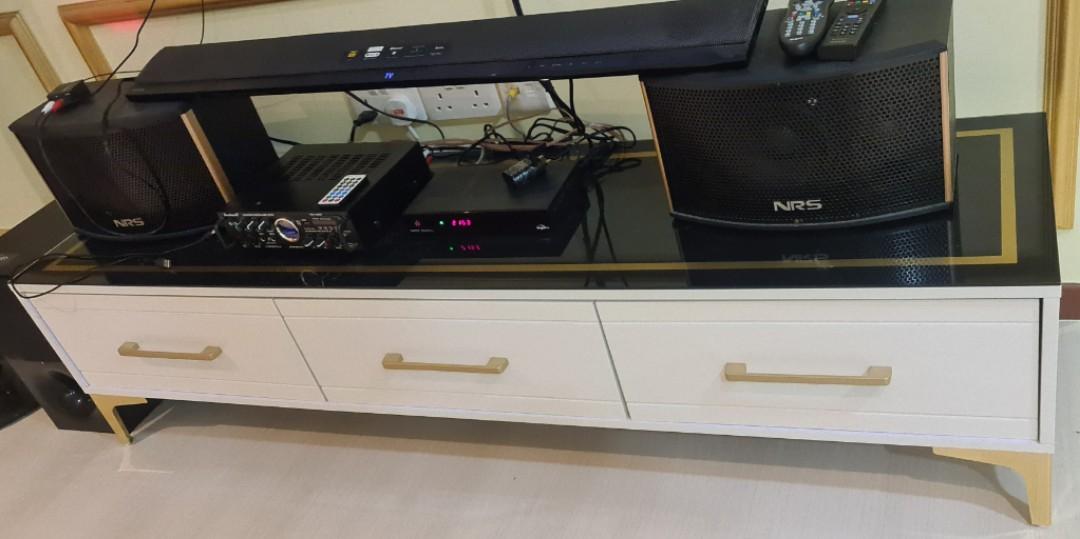 Black Gold TV console, Furniture & Home Living, Furniture, TV Consoles