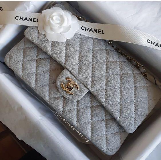 BNIB chanel 21A grey medium classic flap in lghw, Luxury, Bags & Wallets on  Carousell