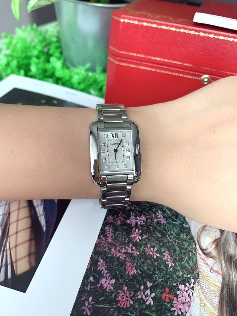 Cartier tank top anglaise with diamonds