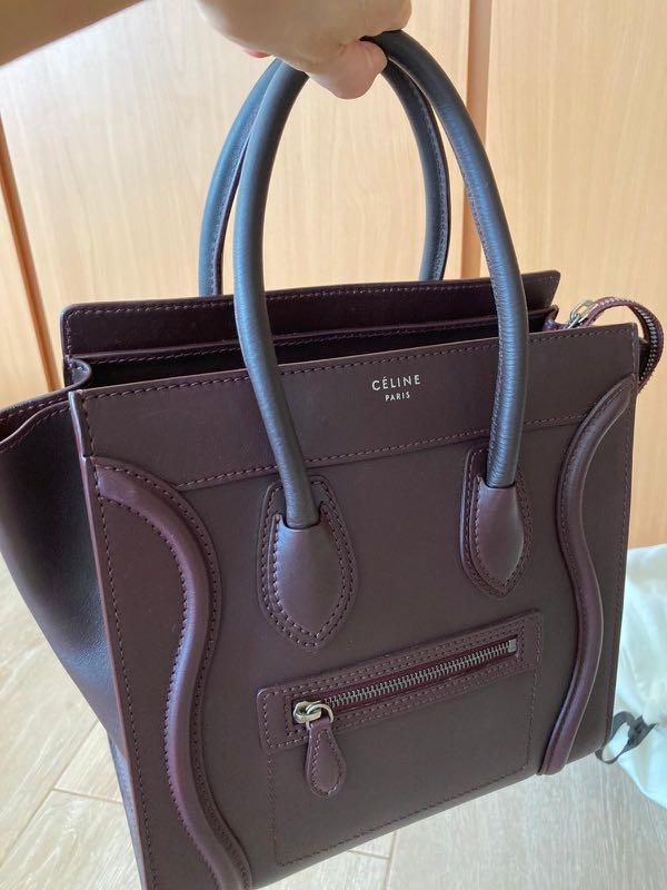 Celine micro luggage burgundy calfskin Women s Fashion Bags