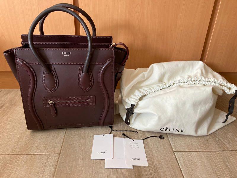 Celine micro luggage burgundy outlet