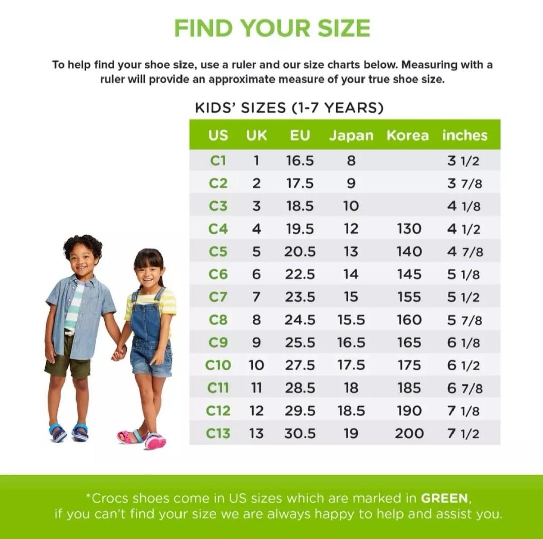 Crocs Shoe Size Chart: Men's, Women's, Kids', & Unisex Shoes