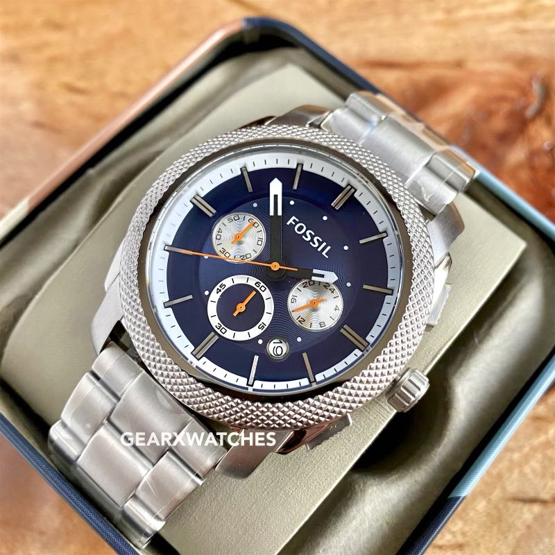 Fossil Machine Blue and Chrome Dial Men s Watch