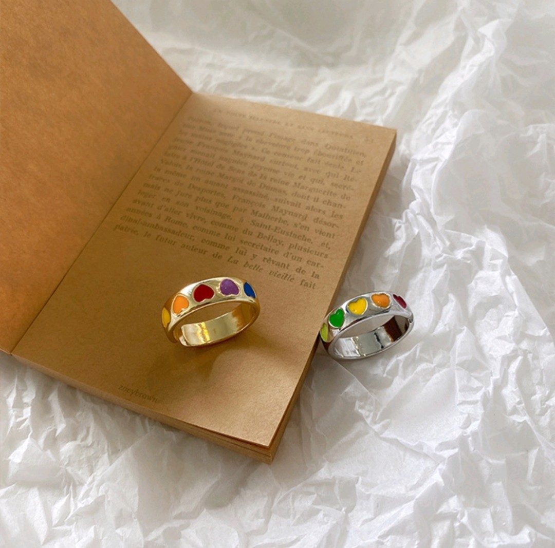 Rainbow heart clearance ring