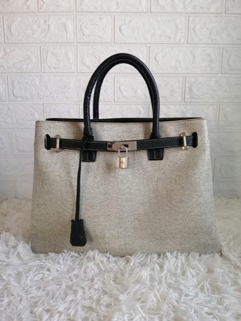 Canvas birkin style store bag