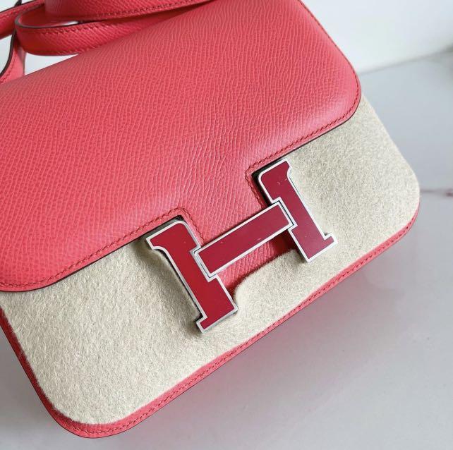 Hermes PHW Constance Mini Shoulder Bag Epsom Rouge De Coeur Mauve Sylvestre  Red