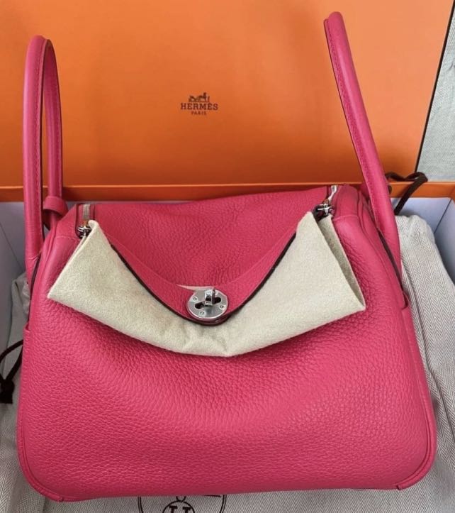 tas shoulder-bag Hermes Lindy 26 Rose Clemence PHW #D Shoulder Bag