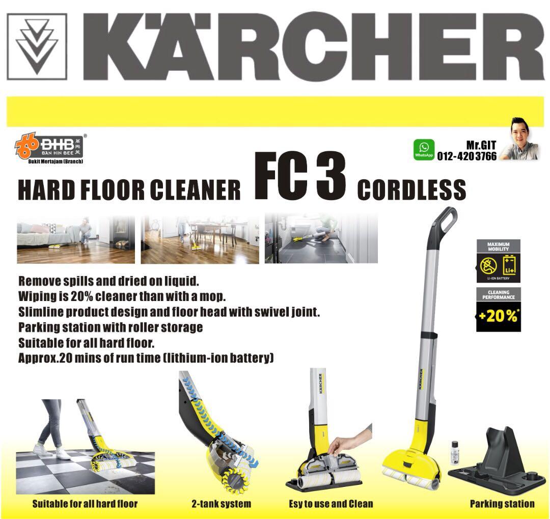KARCHER FC3 Floor Cleaner Hard Floor Cordless, Furniture & Home Living