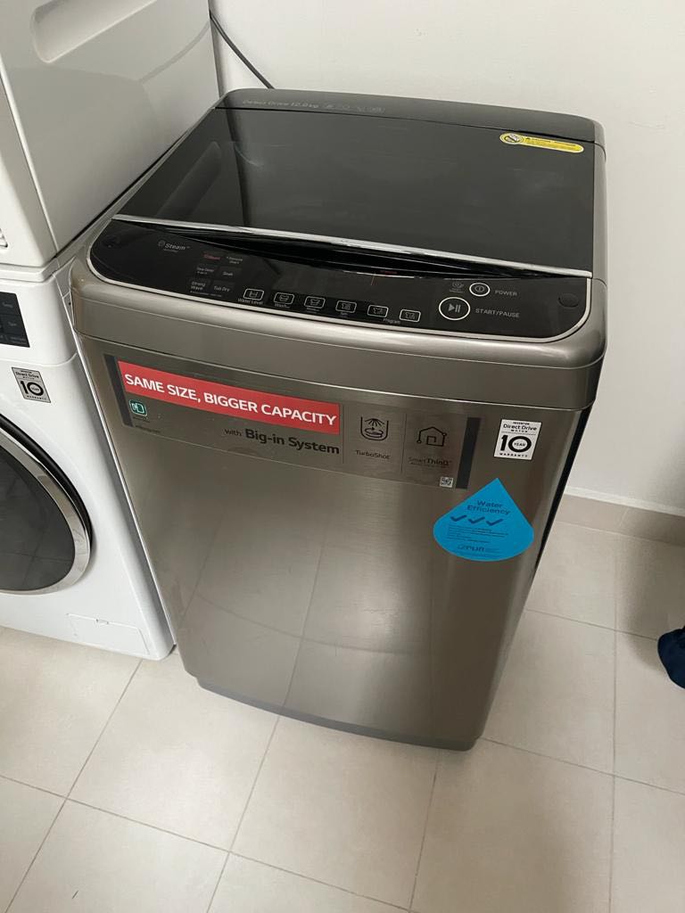 LG 12kg direct drive top load washing machine th2112ssav, TV & Home