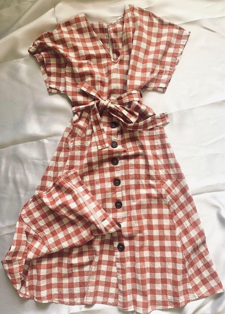 Mango red gingham sales dress