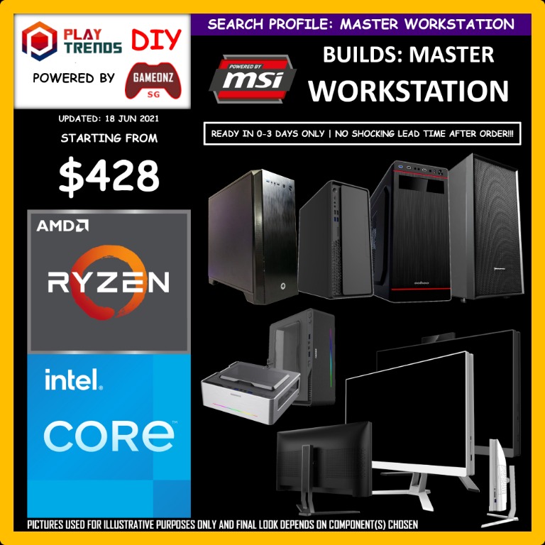 MASTER WORKSTATION BUILDS | INTEL CORE I3-10100 I5-10400 I7-10700 I9 ...
