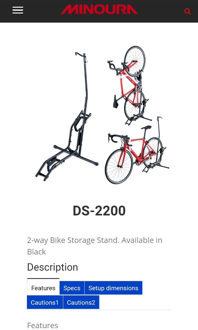 Minoura DS 2200 Vertical bike stand Sports Equipment Bicycles Parts Parts Accessories on Carousell