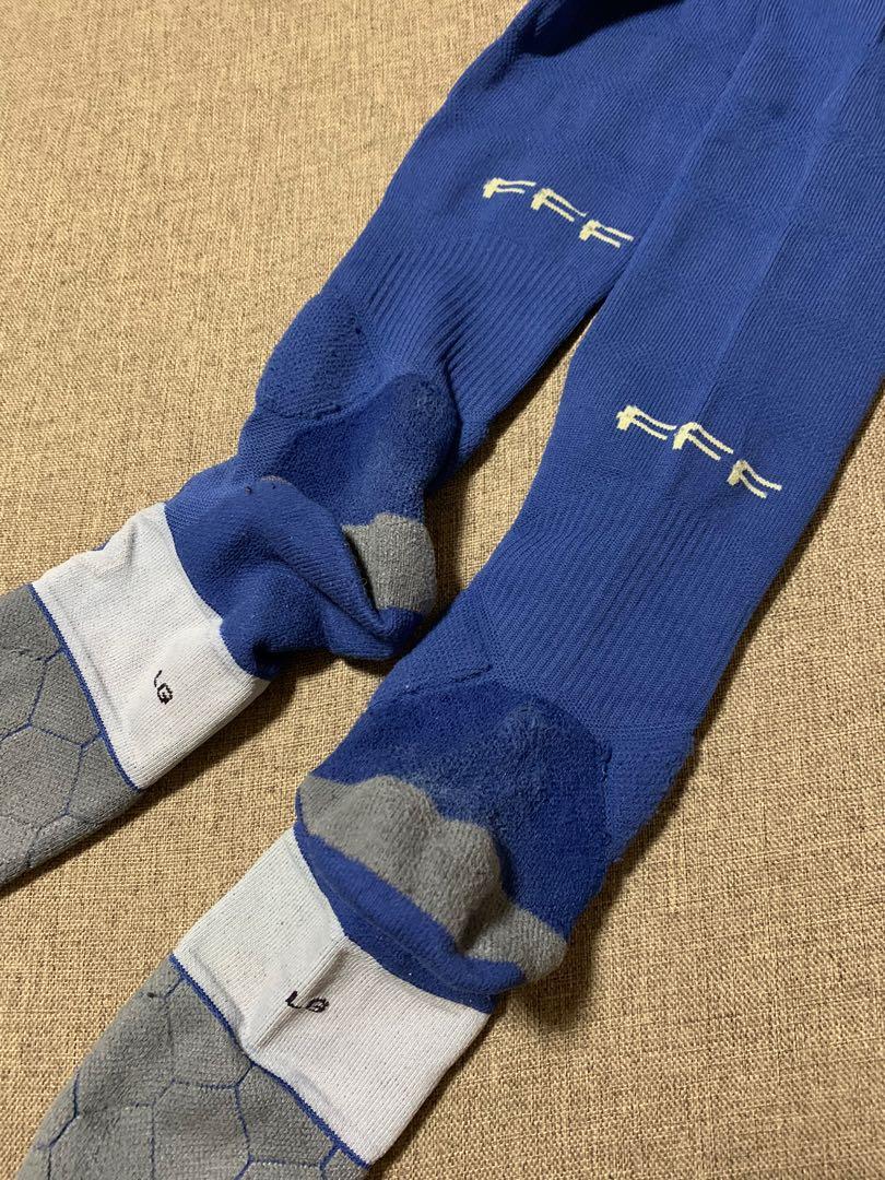 Nike FFF Blue Dri Fit Thigh High Soccer Socks LARGE, Men's Fashion