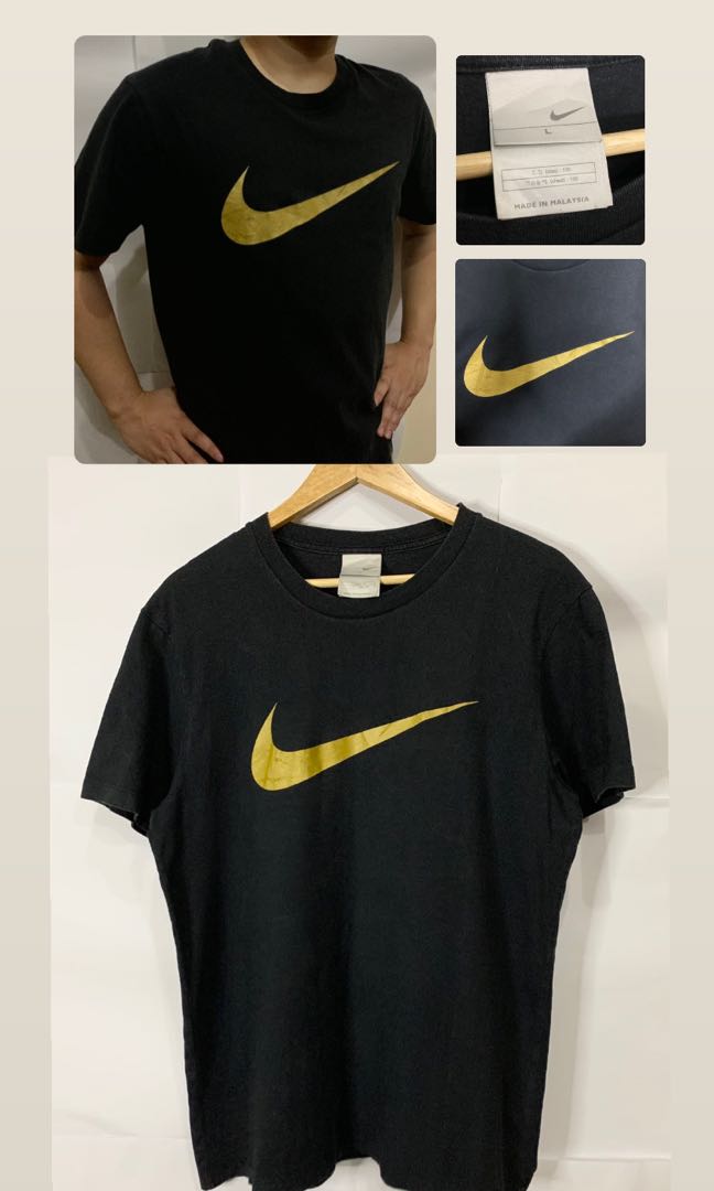 Gold Swoosh Shirt, Men's Tops & Sets, Tshirts & Polo Shirts on Carousell
