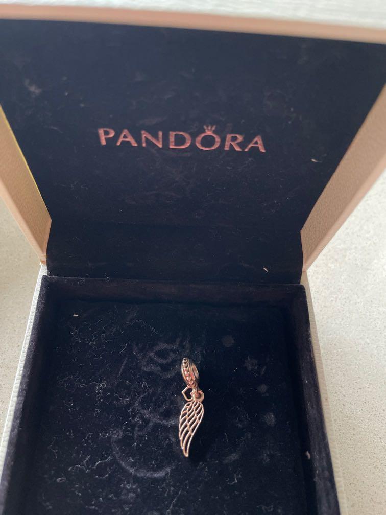 PANDORA Angel wing Rose Gold dangle with heart