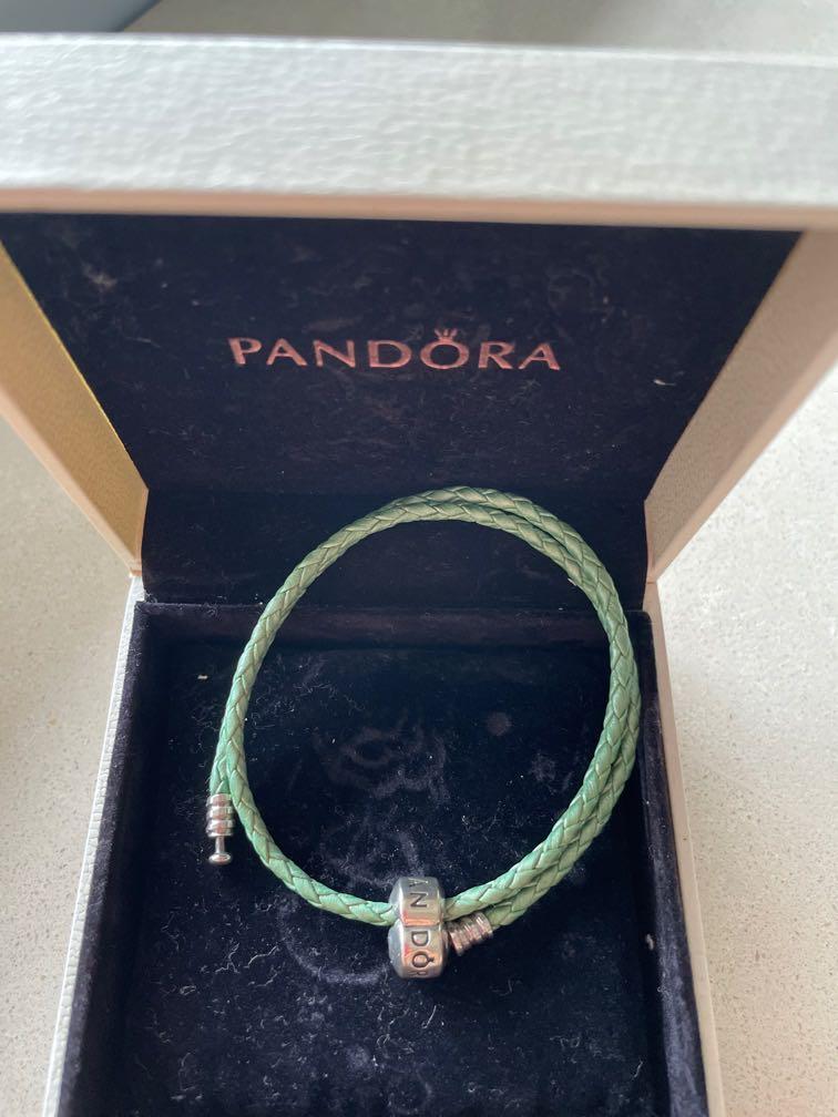 Pandora green leather bracelet sale