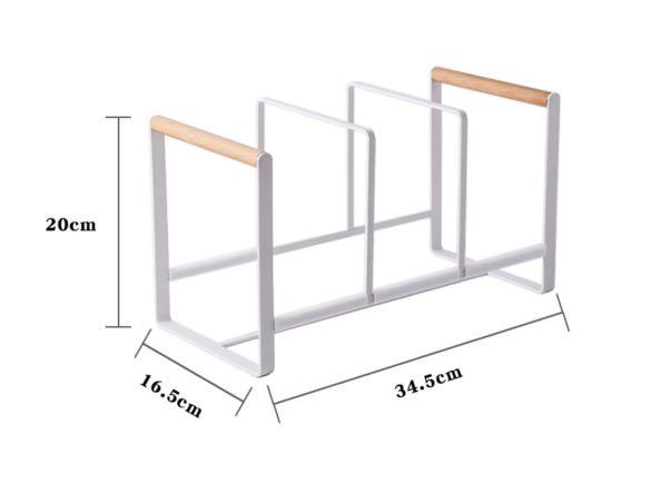 Plate Rack Dish Rack Holder Kitchen Organizer (Category: Other Kitchenware & Tableware) located in Manila. Submitted by winterbliss (Listing ID 1095257053, Image 3). Description: Available Color: White Materials: Metal, Wood Size: - Small: 11.5*12*14cm - Large: 11.5*16*20cm - 3 divider: 34.5*16.5*20cm Package includes: 1pc organizer .
