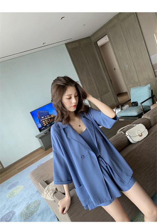 PO womens 3 piece sets women s suit set crop top and skirts Korean Fashion summer clothes for women club and workwear casual formal outfit