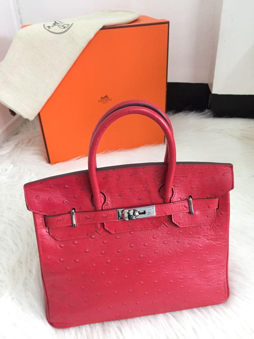 Hermes 42cm Fuchsia Ostrich JPG Shoulder Birkin Bag with Palladium