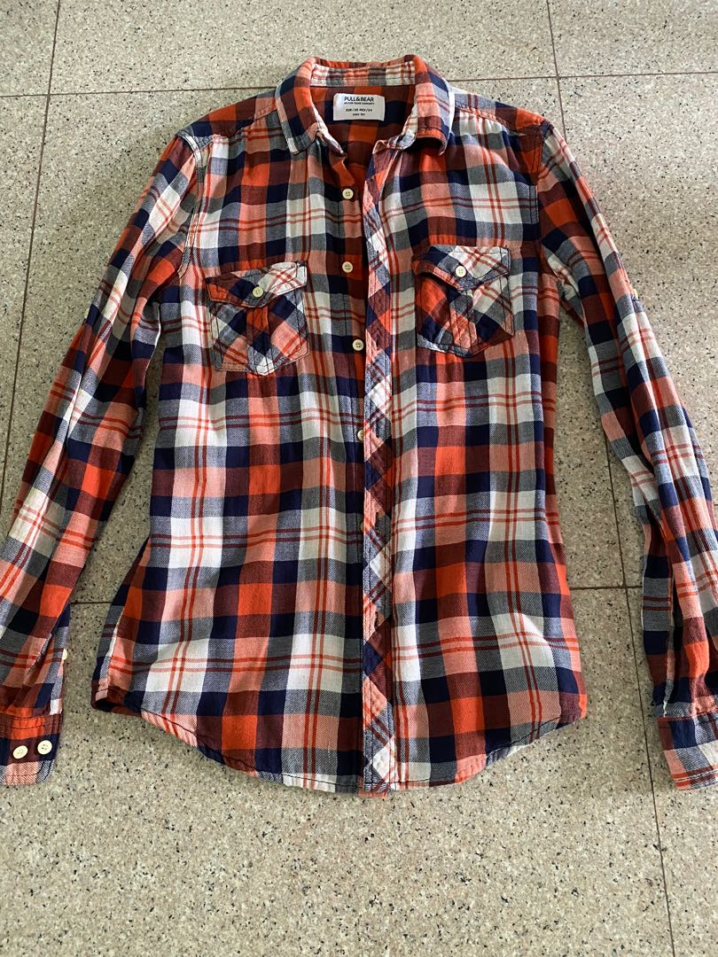 Pull&Bear Flannel Shirt, Men's Fashion, Tops & Sets, Formal Shirts on
