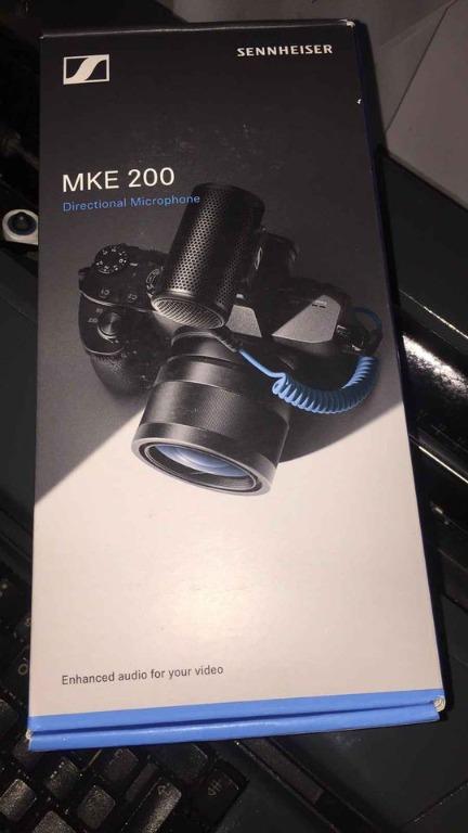 Sennheiser MKE 200 Camera-Mounted Microphone Directional (Category: Microphones) located in Pasig City. Submitted by minyey (Listing ID 1095289639, Image 1). Description: Directional on-camera microphone with built-in wind protection and shock absorption for enhanced in-camera audio. Includes 3.5mm TRS and TRRS coiled cables for compatibility with DSLR and mirrorless cameras or mobile devices. Package Contents: MKE 200 on-camera microphone CL 35 