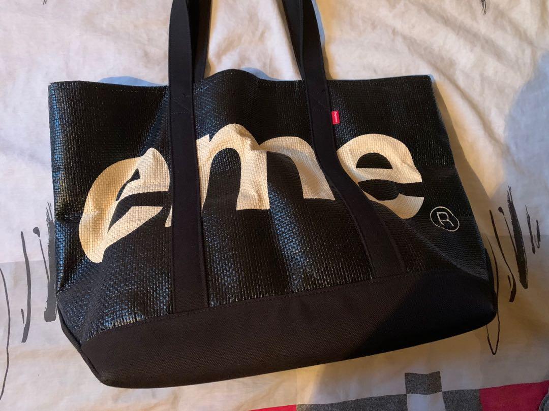 supreme 20ss raffia tote bag black one size, 名牌, 手袋及銀包