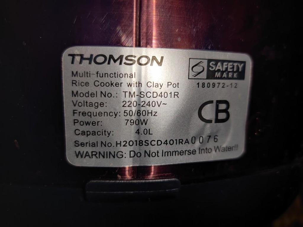 Thomson Rice Cooker, TV & Home Appliances, Kitchen Appliances, Cookers