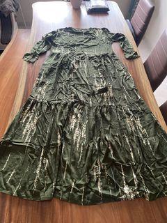 Tie dye army green tier dress