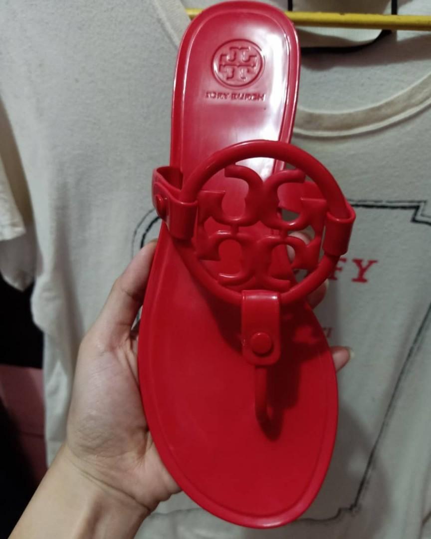 red tory burch jelly sandals