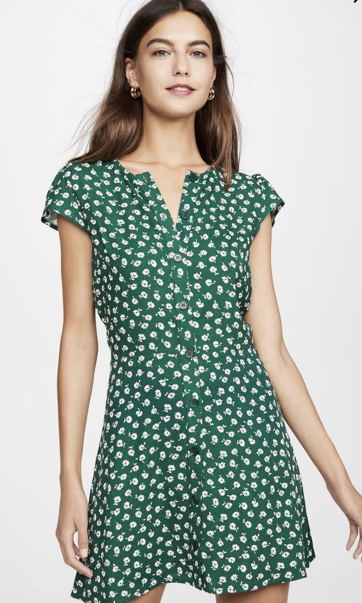 US4 US6 BNWT Reformation Vikki mini dress authentic chives green