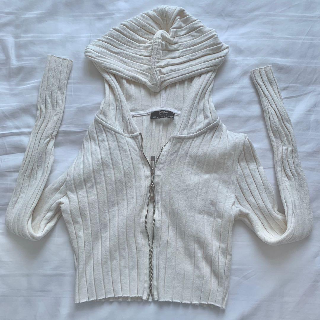 white double zipper hoodie Women s Fashion Coats Jackets and