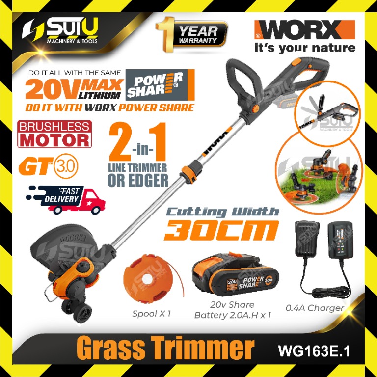 Worx WG163E.1 Grass Trimmer 2in1 Trimmer Edger 20V 2.0Ah