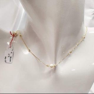18k Saudi Gold Mikimoto Pearl Thin Necklace