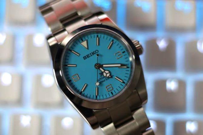 36mm Seiko Explorer NH36Mod in Tiffany Blue, Men's Fashion, Watches &  Accessories, Watches on Carousell
