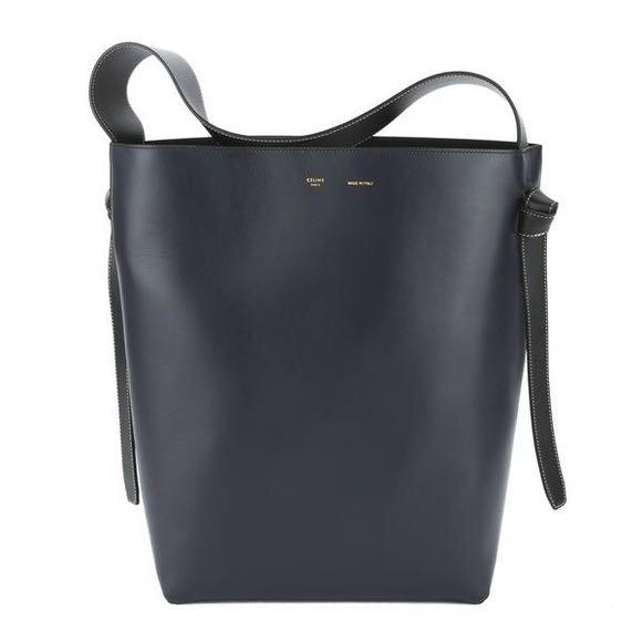 Authentic Celine Twisted Cabas Tote Navy Green