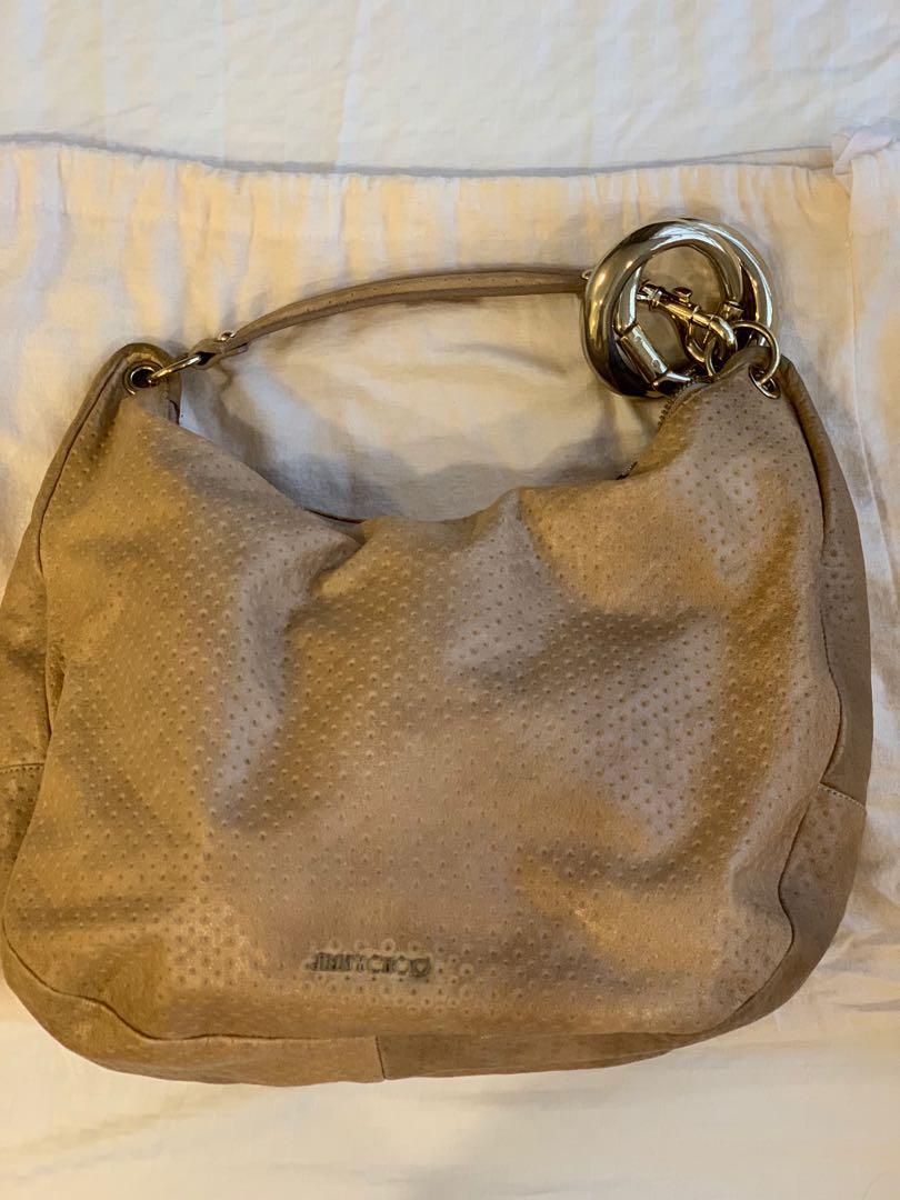 Authentic Jimmy Choo gold color shoulder bag with signature big