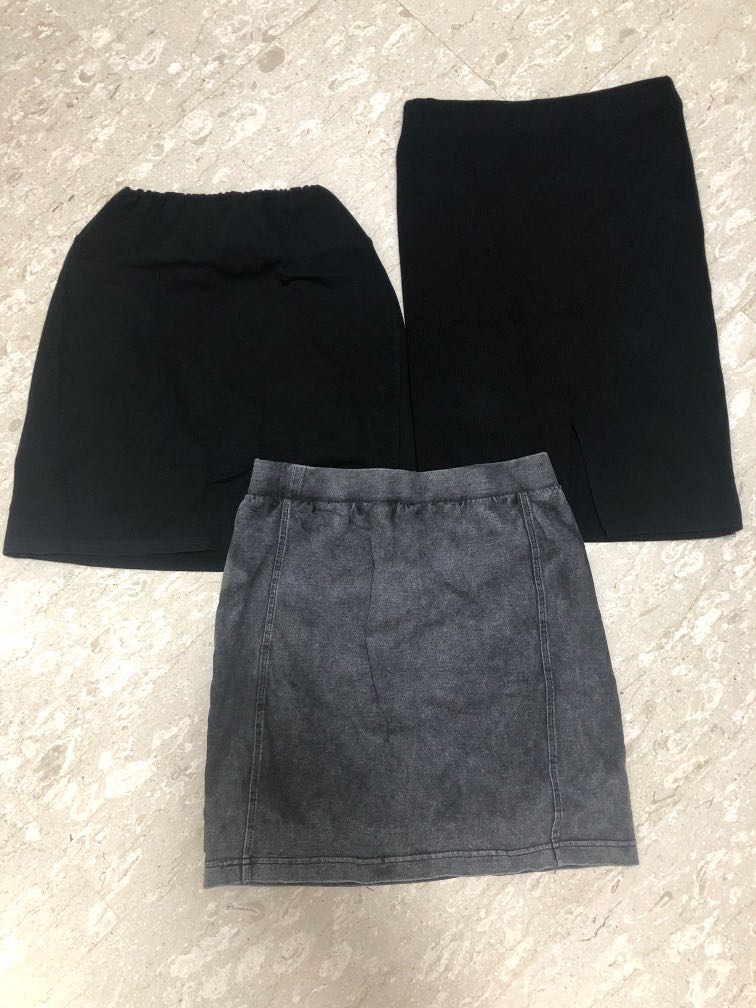 Black bodycon denim skirt clearance
