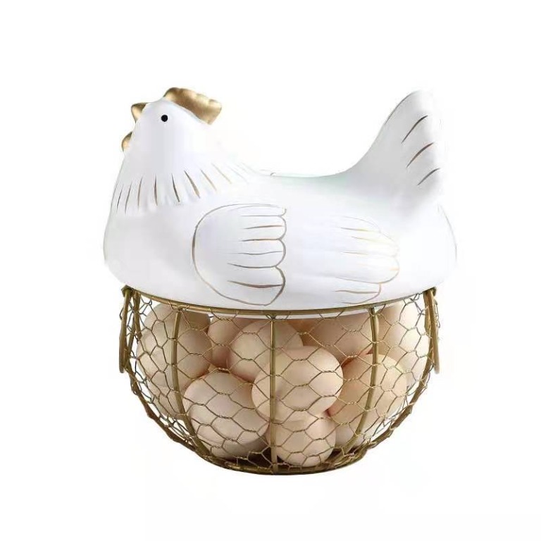 Ceramic chicken egg basket (large) available in white, pink and black
