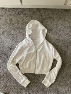 Crop white zip up