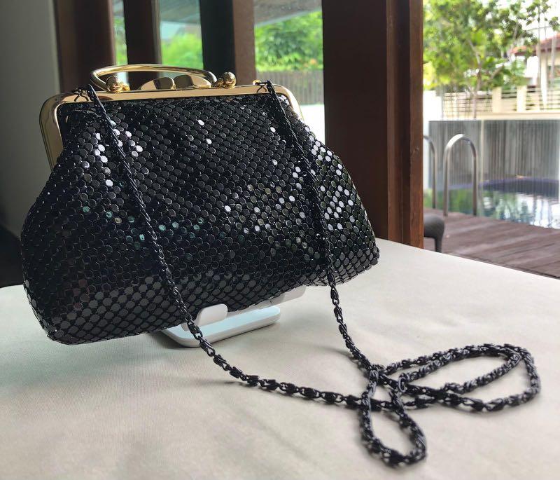 Cute beaded Black and Gold Kisslock Handmade Handbag Clutch with black chain Women s Fashion Bags Wallets Purses Pouches on Carousell