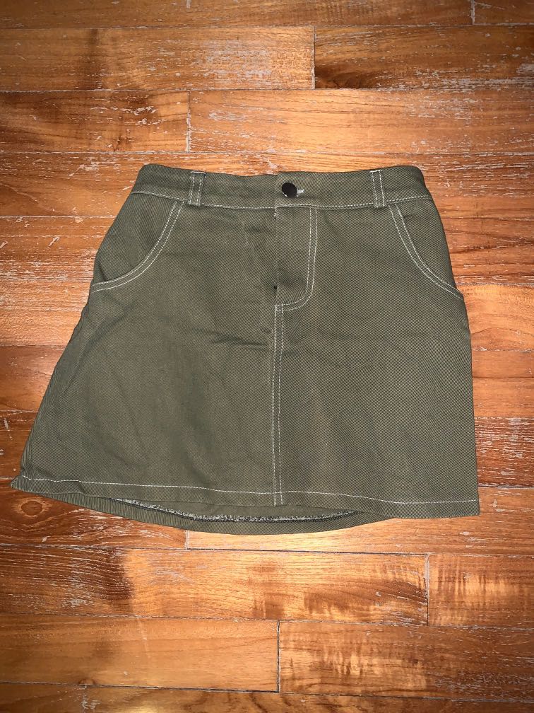 Dark Green Mini Skirt Women S Fashion Bottoms Skirts On Carousell