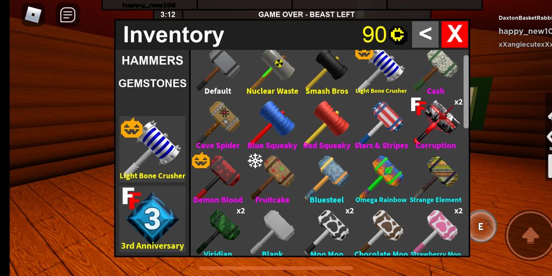 Gear  Flee the Facility Hammer - Itens de Jogos - Gameflip