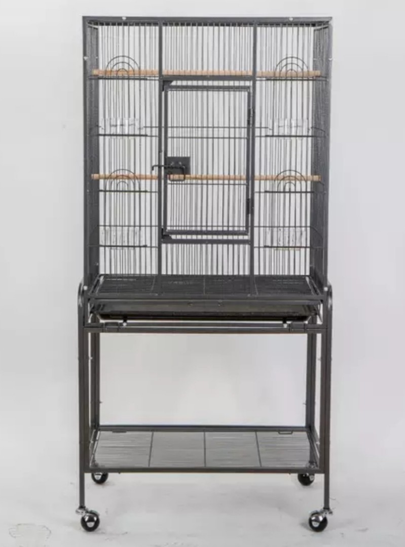 Bird cage . Hammer spray wrought iron bird cage of approx size
