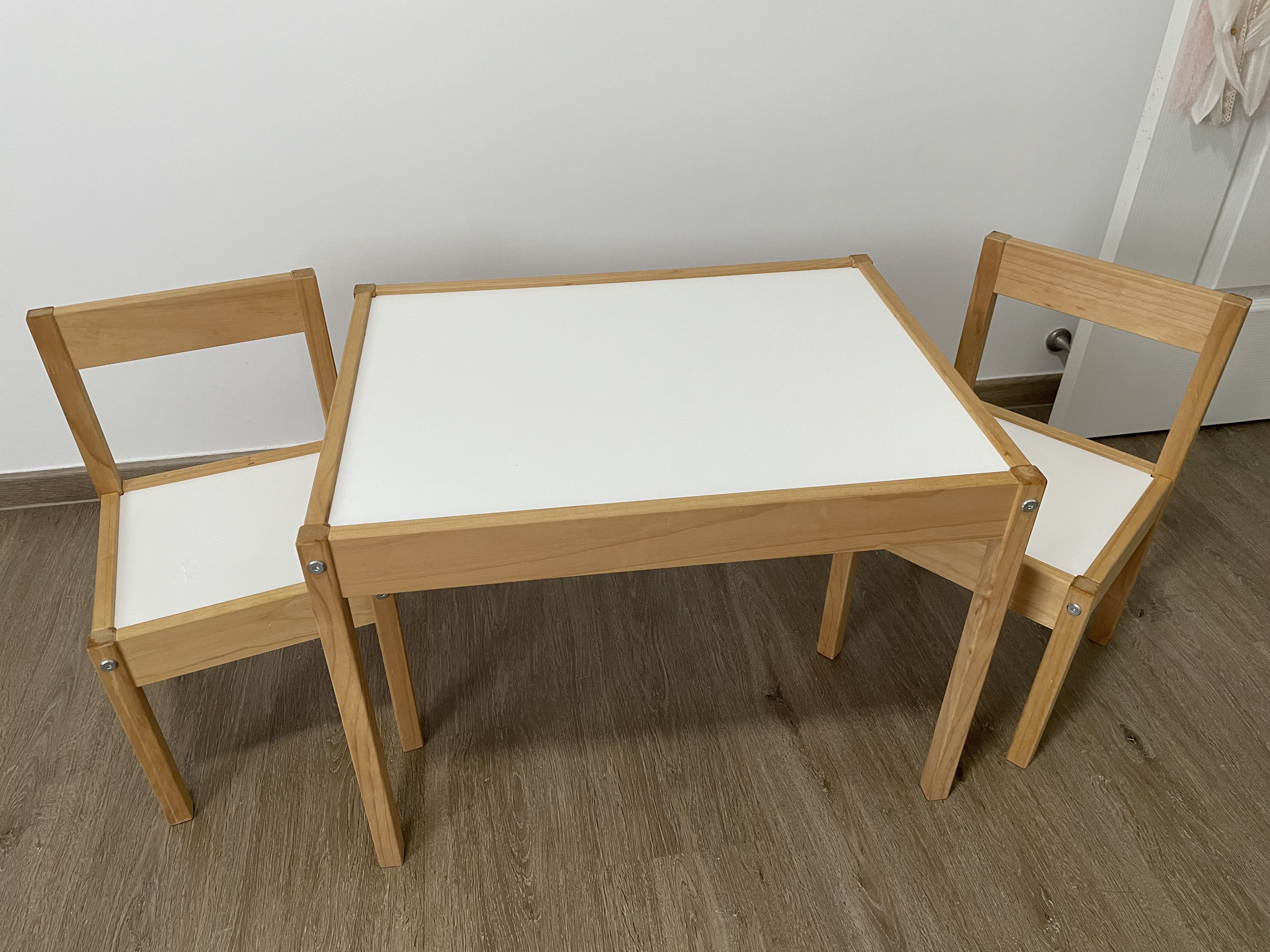 LÄTT Children's table with 2 chairs, white/pine - IKEA