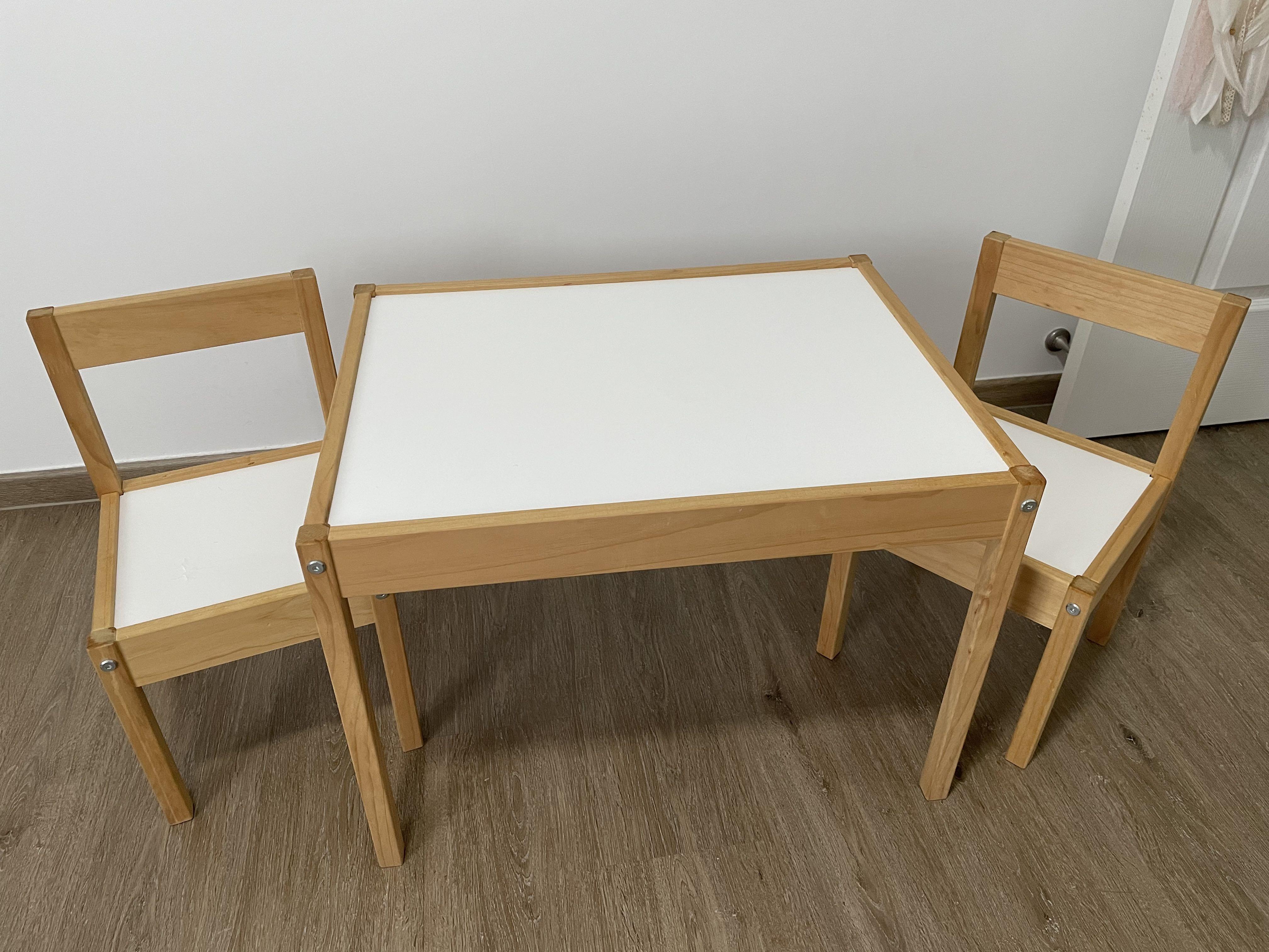 LÄTT Children's table and 2 chairs, white, pine - IKEA