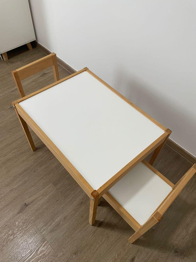 LÄTT Children's table with 2 chairs, white/pine - IKEA